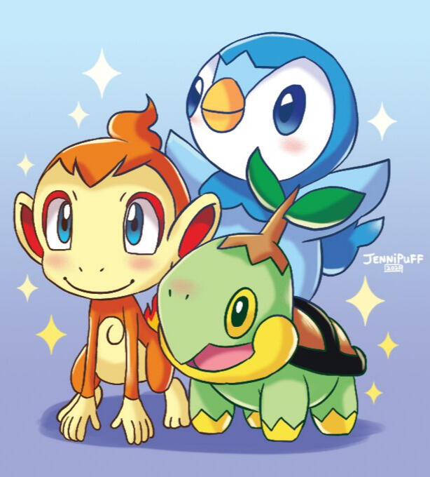 Chimchar, Piplup, Turtwig